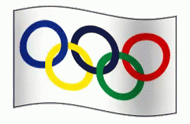 Olympics flag of five rings on white background