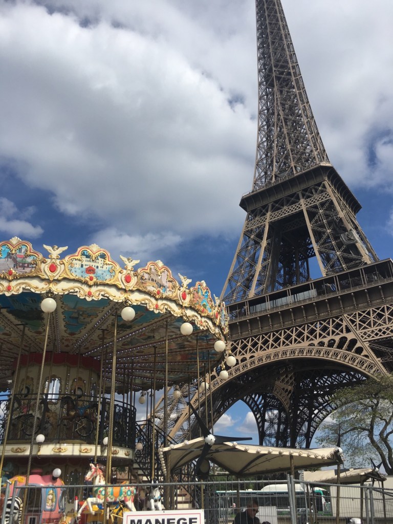 photo by BonjourDarlene.com shows carousel and Eiffel Tower May 2018
